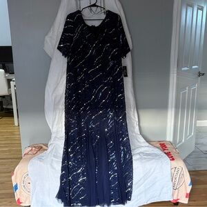 Alex Evenings Navy Sequin Dress